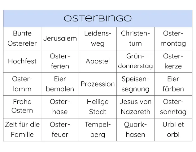 Osterbingo - Musterbild