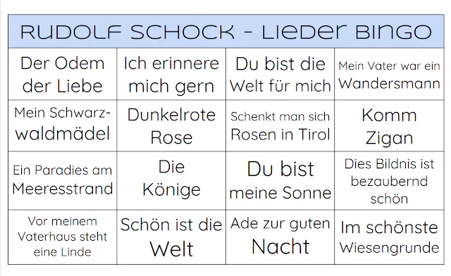 Rudolf Schock - Lieder Bingo