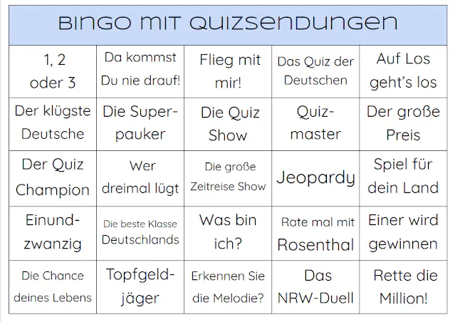 Quizsendungen Bingo