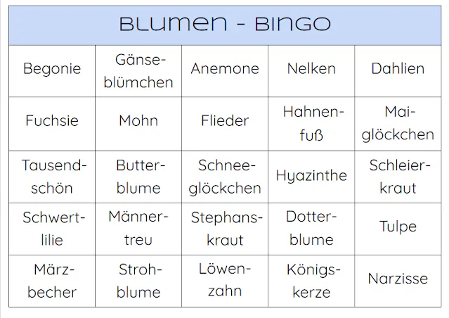 Blumen Bingo