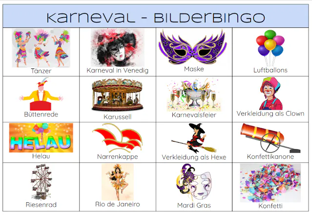Karneval Bilderbingo