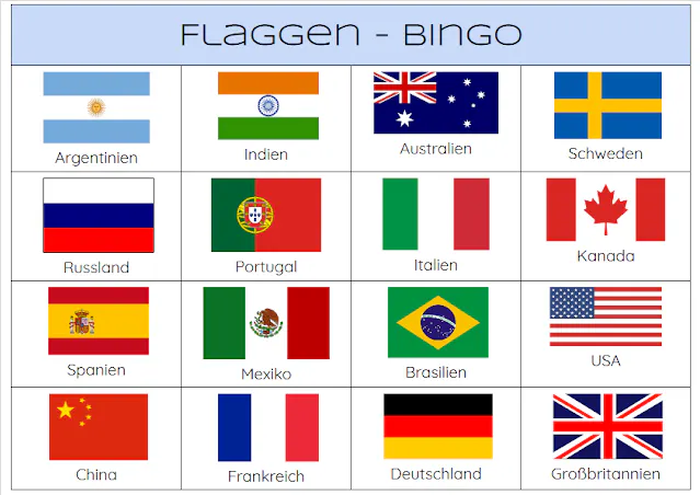Flaggen Bingo