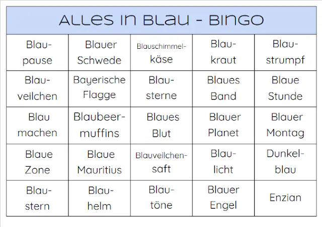 Alles in Blau Bingo