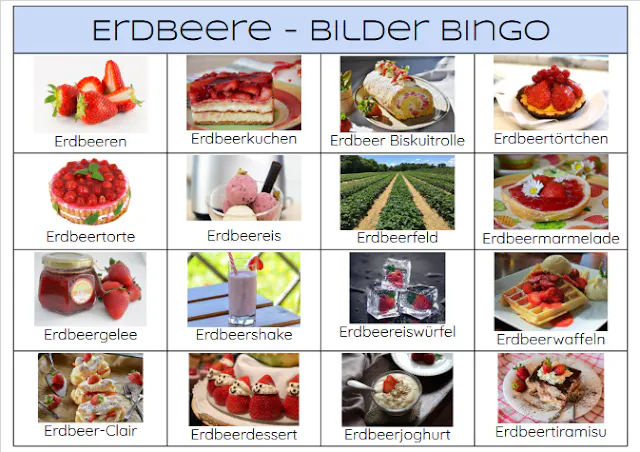 Erdbeeren Bilder Bingo