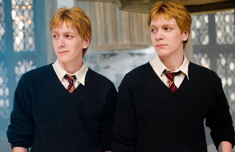 Porträt der Zwillingsbrüder Fred und George Weasly in Hogwarts.
