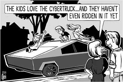 Tesla cybertruck von sinann | Medien & Kultur Cartoon | TOONPOOL
