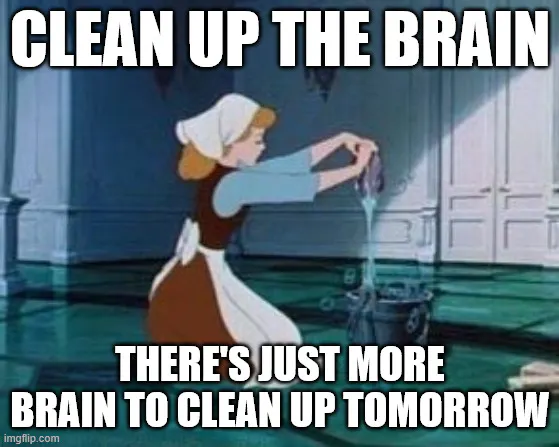 A screen of Disney's Cinderella cleaning the floors.