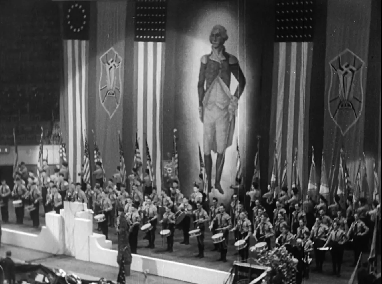 The Nazi rally at Madison Square Garden in NYC in February 1939 – a picture taken from the documentary “A Night at the Garden”