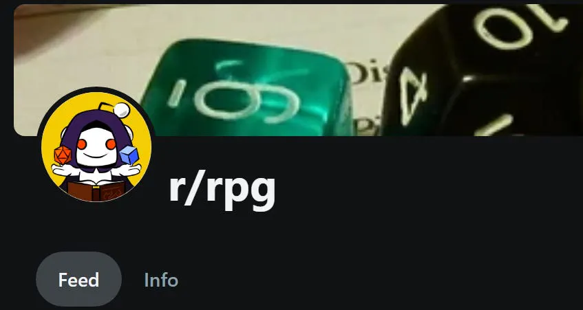 Screenshot of the header for the Rpg subreddit.