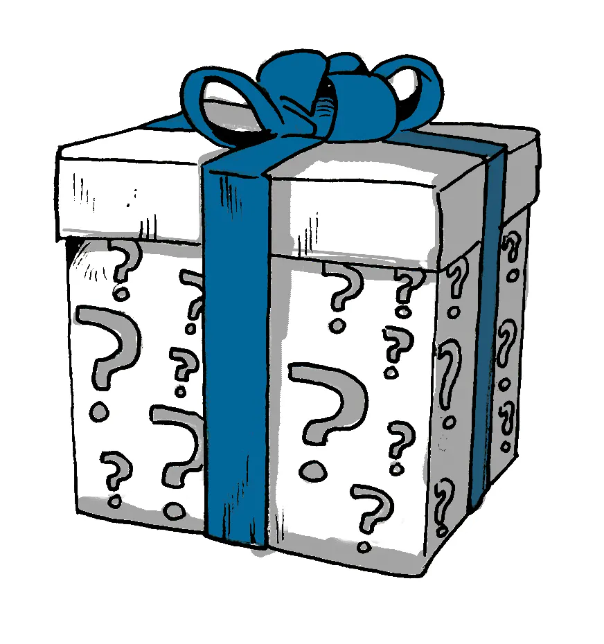 The illustration of a big present box.