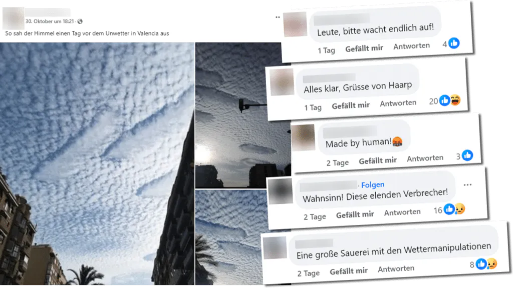 Screenshot: Facebook "So sah der Himmel einen Tag vor dem Unwetter in Valencia aus"