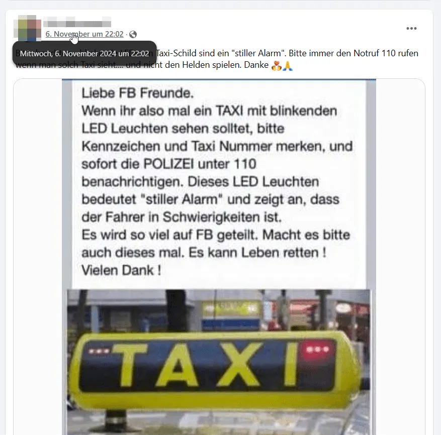 Screenshot eines Posts auf Facebook