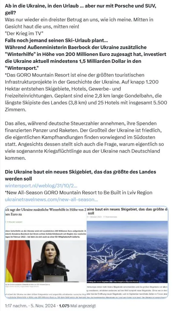 Screenshot Beitrag auf X